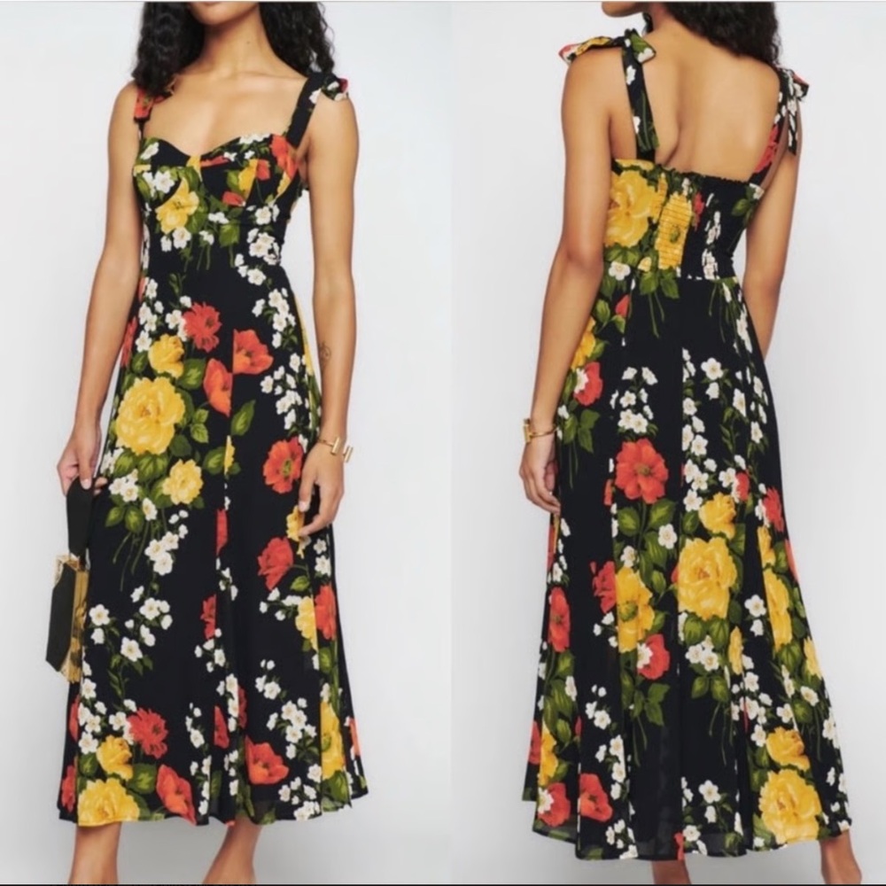 NWT Reformation Nadira Midi Dress Louisa Floral Tie Straps Size 4